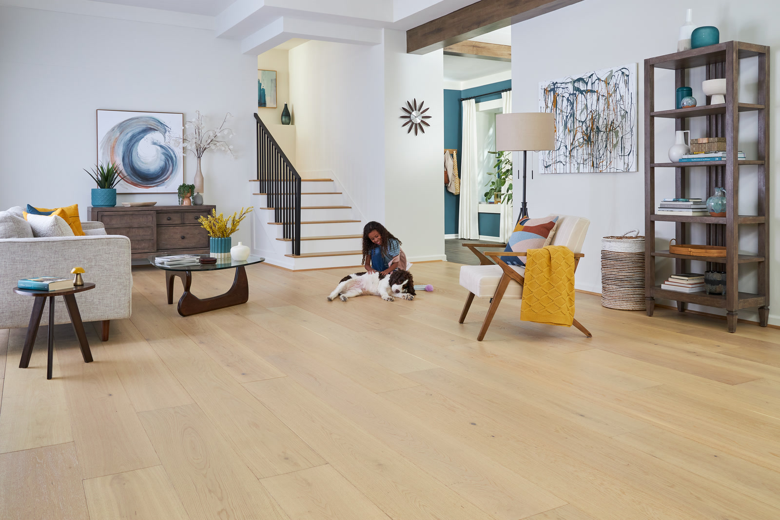 Hardwood flooring in a family room