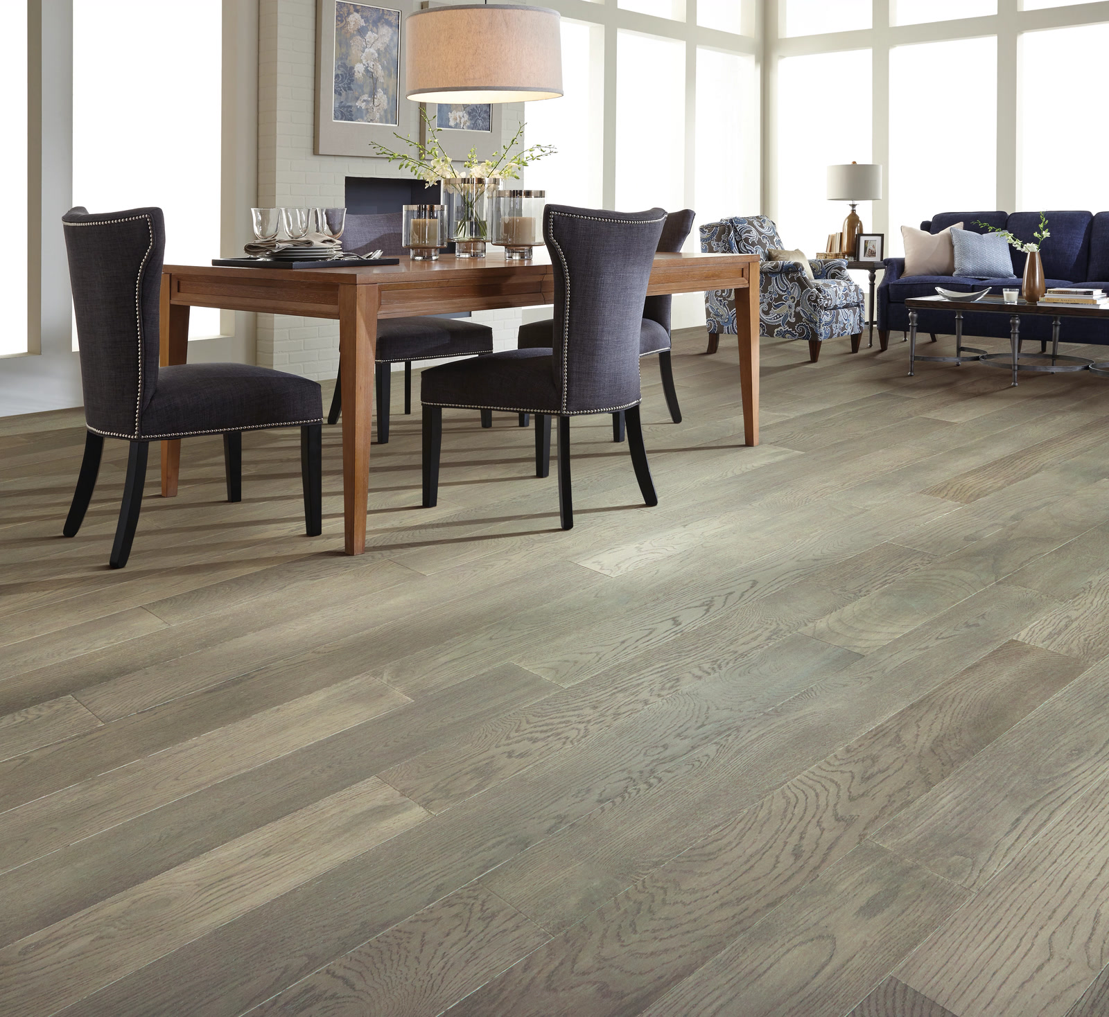 Hardwood flooring in a dining room
