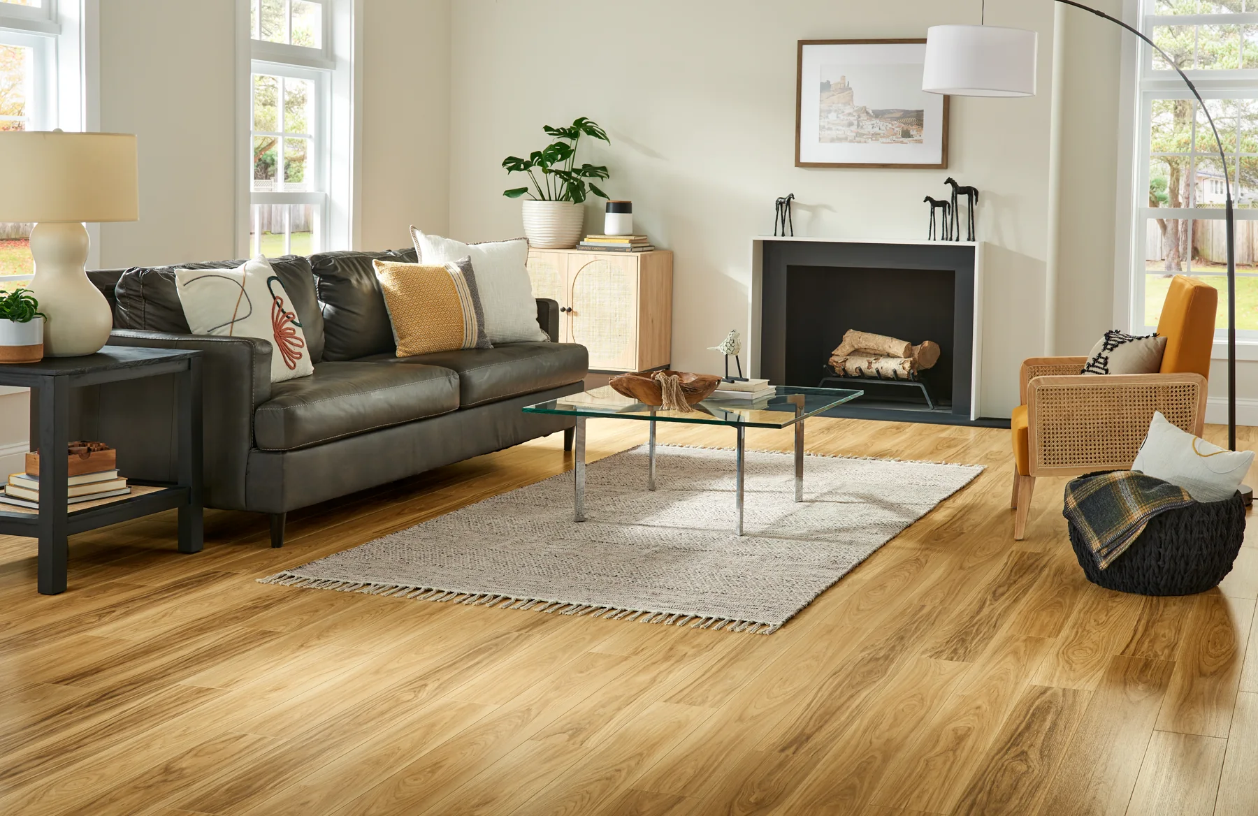 Laminate flooring installed in a family room
