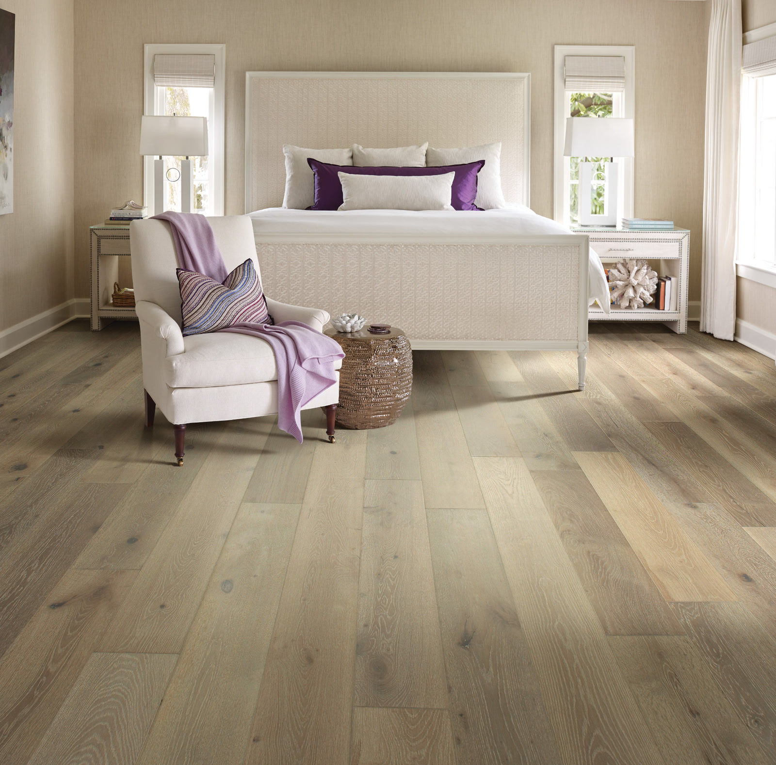 Hardwood flooring in a bedroom