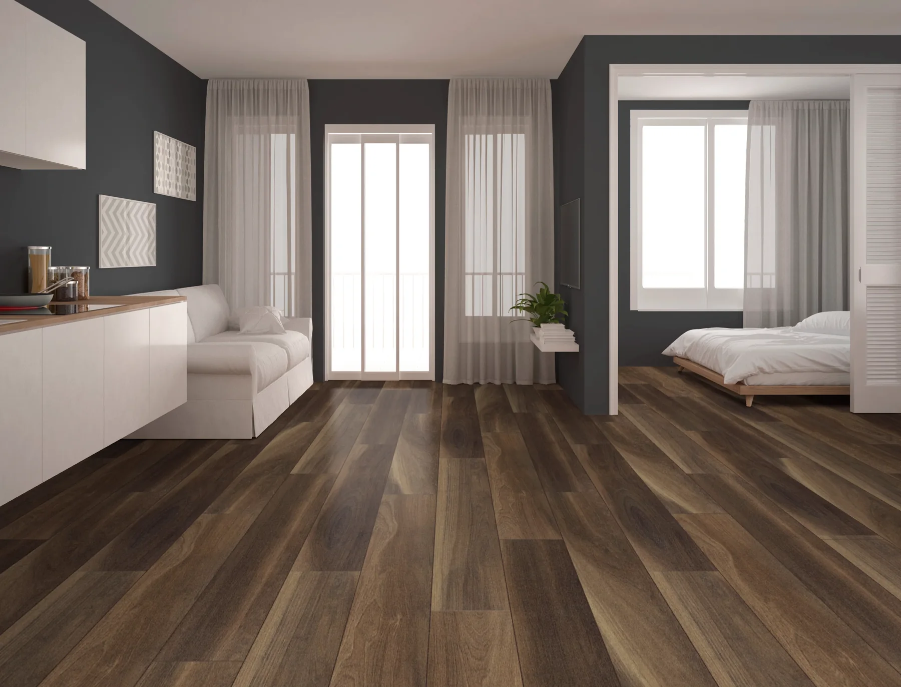 Rigid core vinyl flooring installed in a home