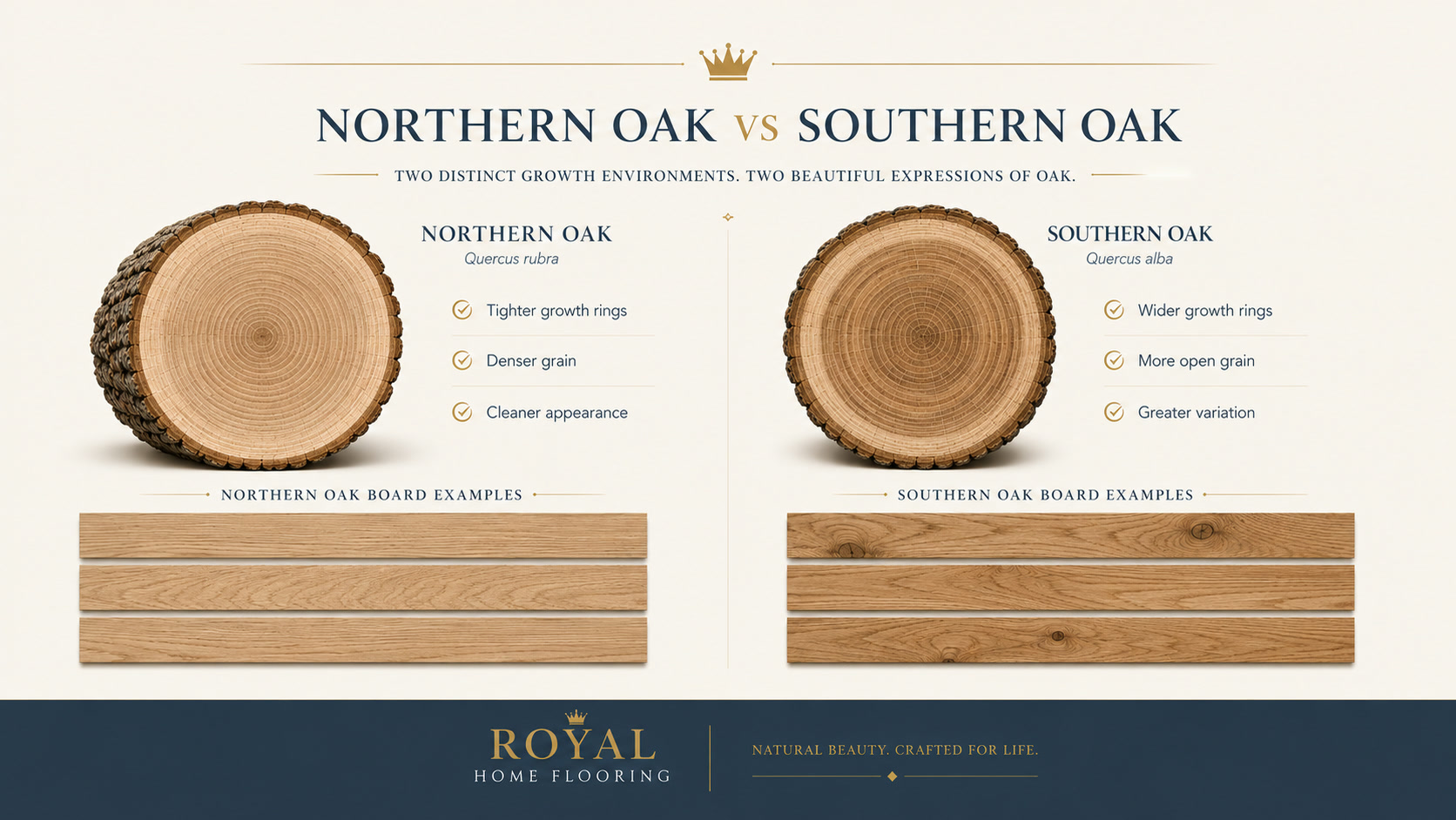 Northern oak versus southern oak comparison