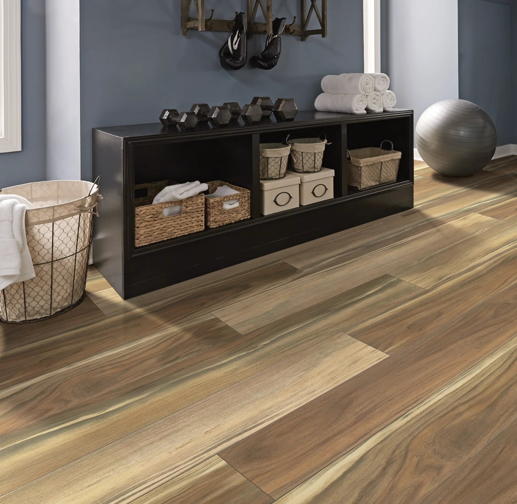 Waterproof flooring in a finished basement