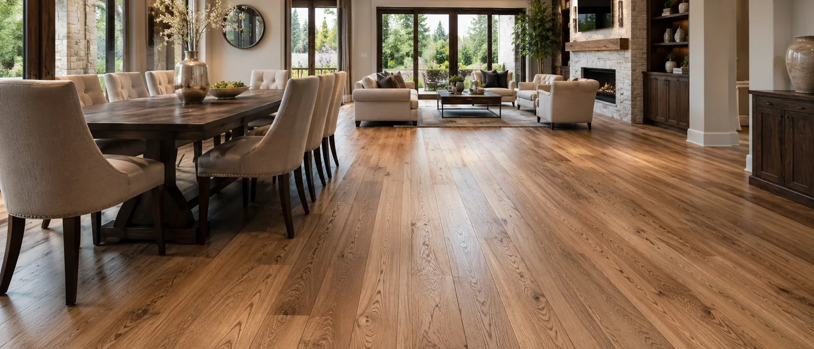 Well maintained hardwood floor surface after cleaning