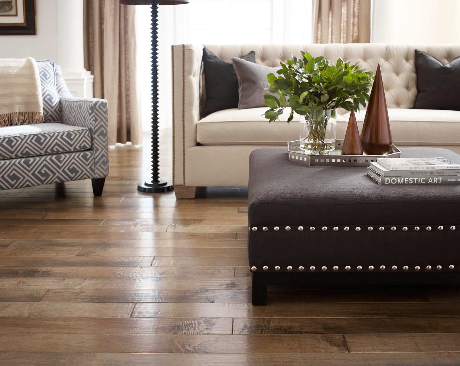 Hardwood flooring in a living room