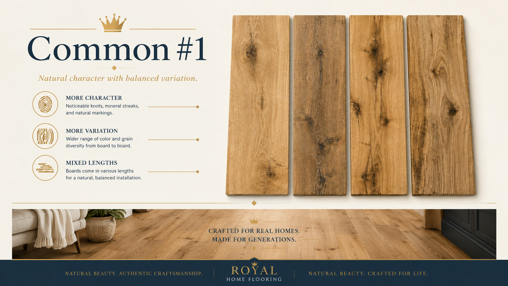Common grade oak flooring board character