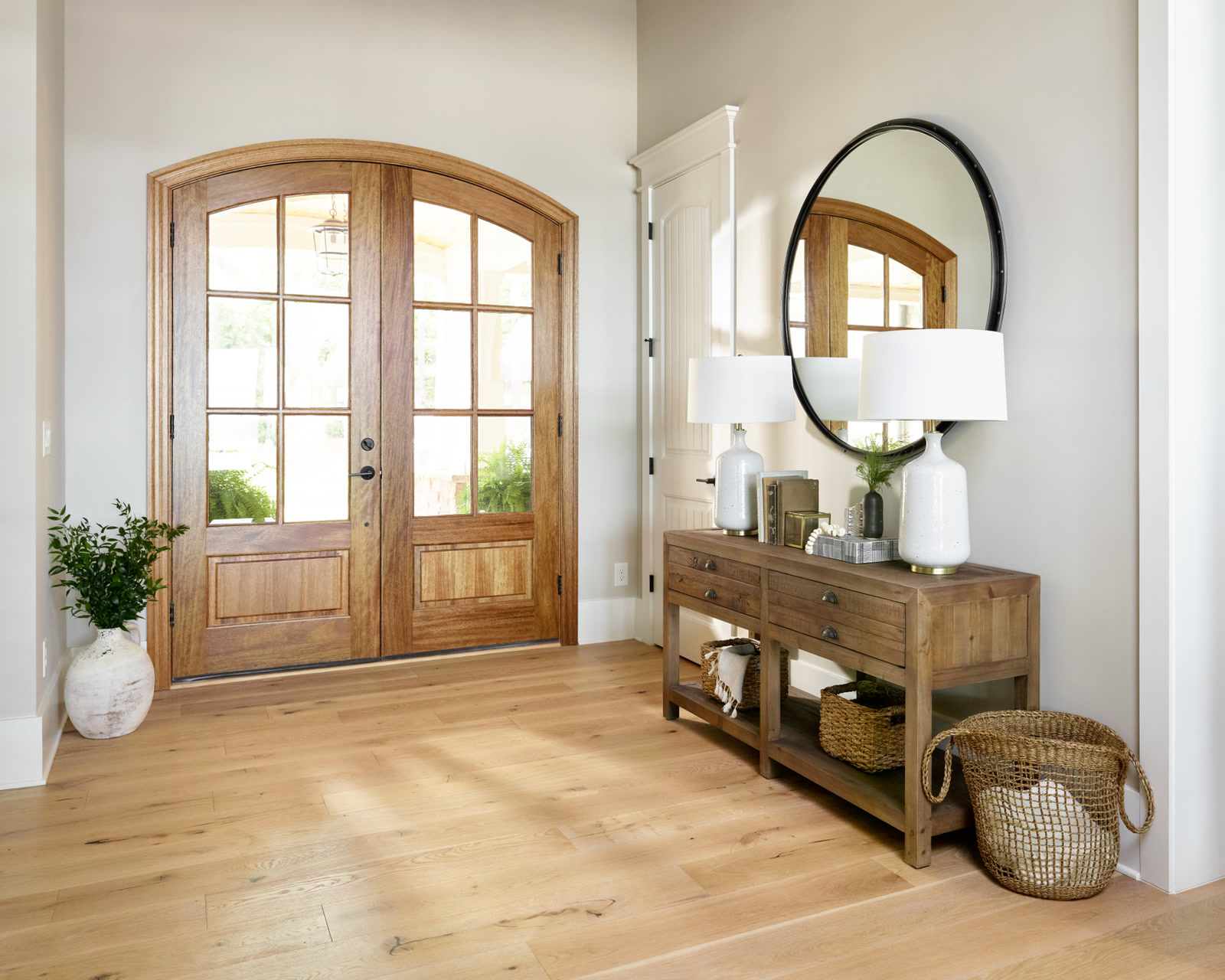 Hardwood flooring in a hallway