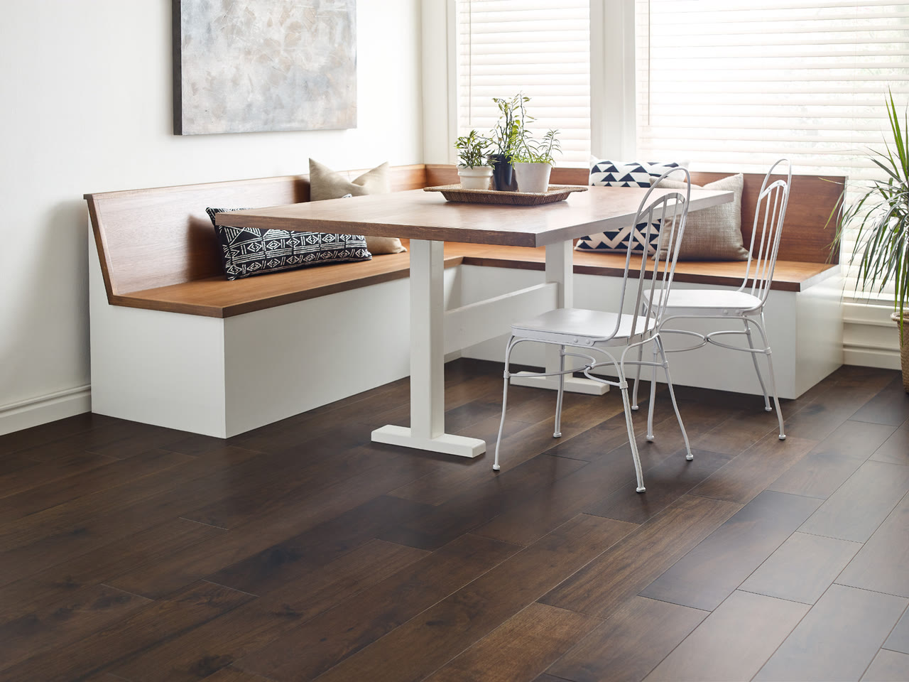 Walnut hardwood flooring with rich dark natural color